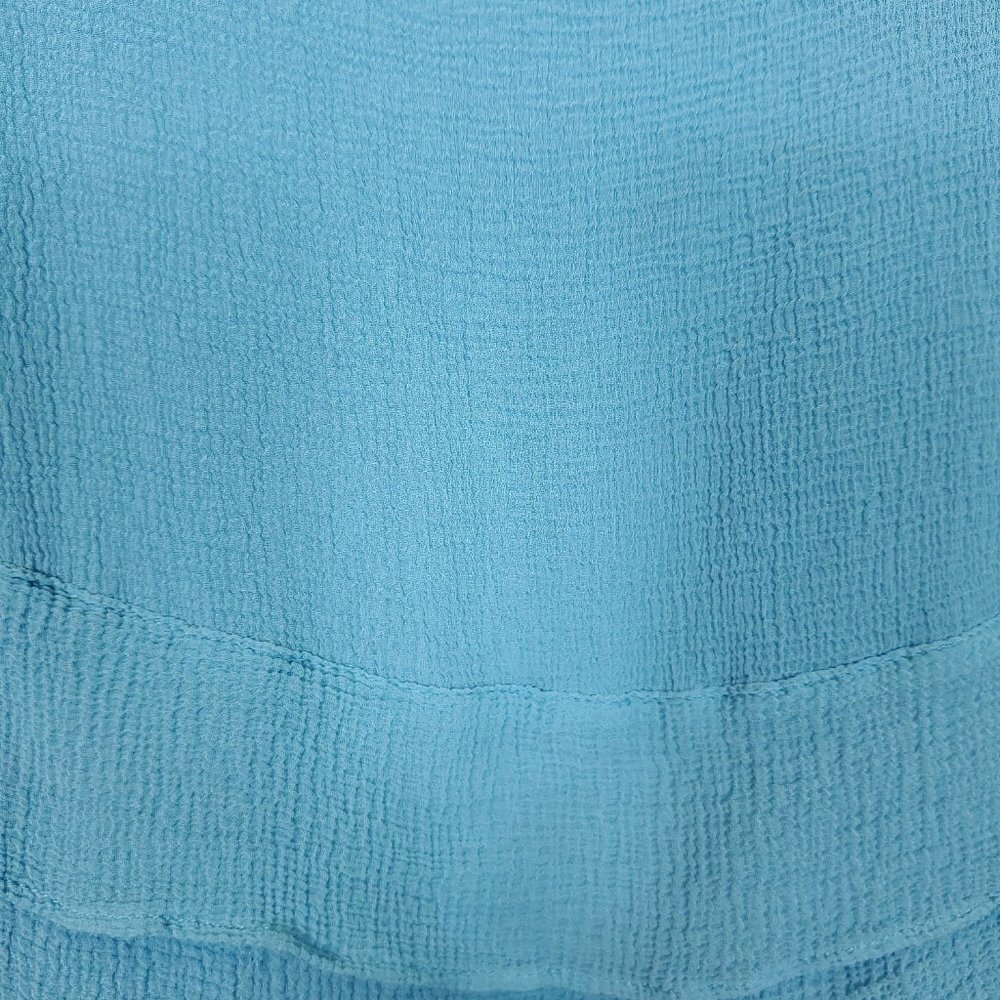 🏆243 Talbots Silk Blue Ruffled Tank Top - Picture 6 of 6